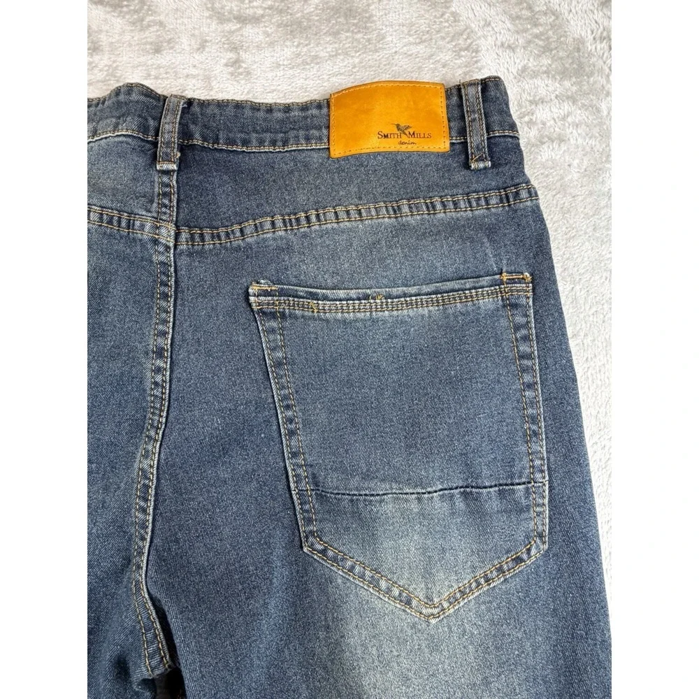Smith And Mills Jeans Mens 36x32 Blue Stretch Denim‎ Western Cowboy Tapered